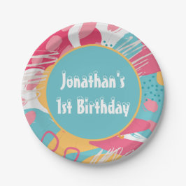 Kleurrijke Abstracte gepersonaliseerde Papieren Bordje