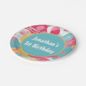Kleurrijke Abstracte gepersonaliseerde Papieren Bordje (Gekanteld)