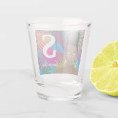 Kleurrijke Abstracte gepersonaliseerde tropische b Shot Glas (Achterkant)