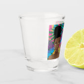Kleurrijke Abstracte gepersonaliseerde tropische b Shot Glas (Links)