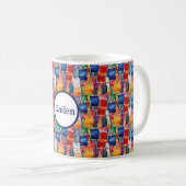 Kleurrijke Abstracte geschilderde pleinen Koffiemok (Voorkant rechts)