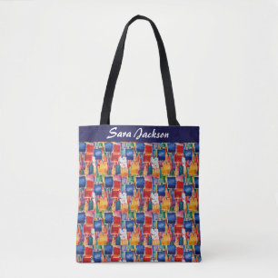 Kleurrijke Abstracte geschilderde pleinen Tote Bag