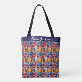 Kleurrijke Abstracte geschilderde pleinen Tote Bag (Achterkant)