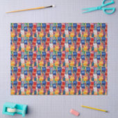 Kleurrijke Abstracte Geschilderde Vierkanten Tissuepapier (Craft)