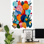 Kleurrijke Abstracte Gevoelde Bloemige Boho Kinder Poster (Thuiskantoor)