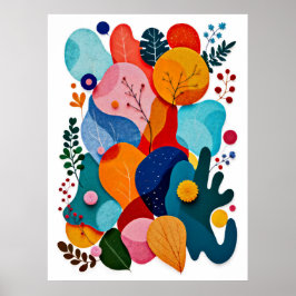 Kleurrijke Abstracte Gevoelde Bloemige Boho Kinder Poster
