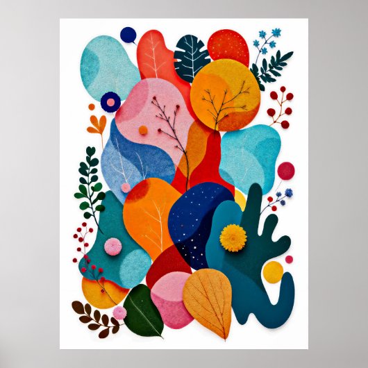 Kleurrijke Abstracte Gevoelde Bloemige Boho Kinder Poster (Voorkant)