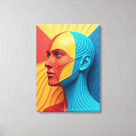 Kleurrijke Abstracte Gezicht met Levendige Ziel Canvas Afdruk
