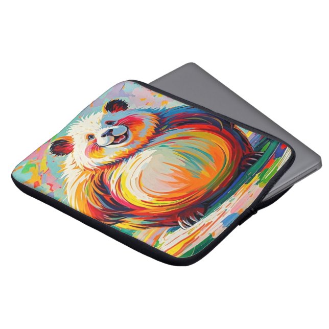 Kleurrijke abstracte gigantische beer panda art de laptop sleeve (Voorkant top)