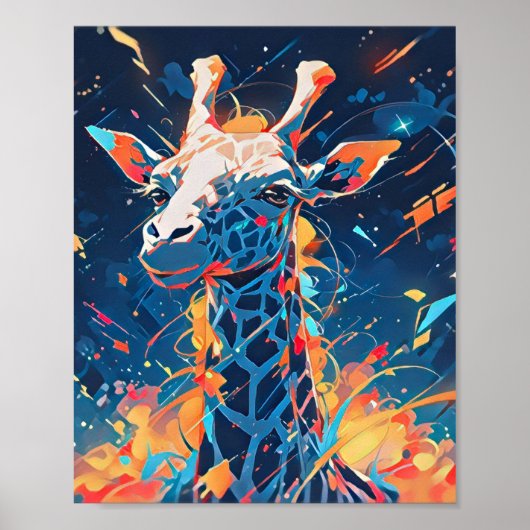 Kleurrijke Abstracte Giraffe Kunst Poster (Voorkant)