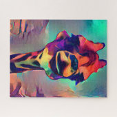 Kleurrijke Abstracte Giraffe | Moeilijk Legpuzzel (Horizontaal)