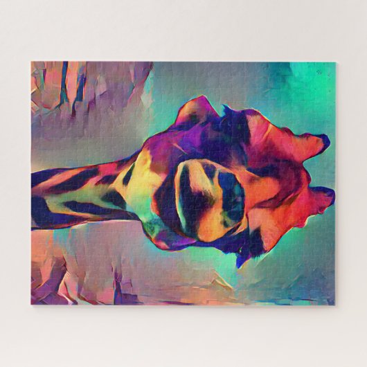 Kleurrijke Abstracte Giraffe | Moeilijk Legpuzzel (Horizontaal)