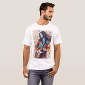 Kleurrijke Abstracte gitarist muziek kunst T-shirt (Voorkant volledig)