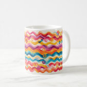 Kleurrijke Abstracte Golf Koffiemok (Voorkant rechts)