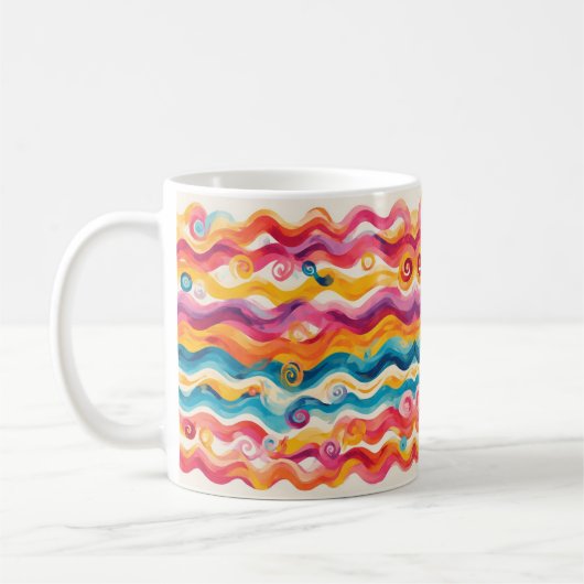 Kleurrijke Abstracte Golf Koffiemok (Links)
