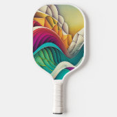  Kleurrijke abstracte golven en bergen Pickleball Paddle (Achterkant)