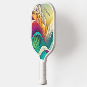  Kleurrijke abstracte golven en bergen Pickleball Paddle (Links)