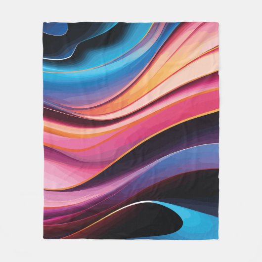 Kleurrijke Abstracte golven Fleece Deken (Voorkant)