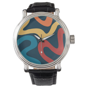 Kleurrijke abstracte golven horloge