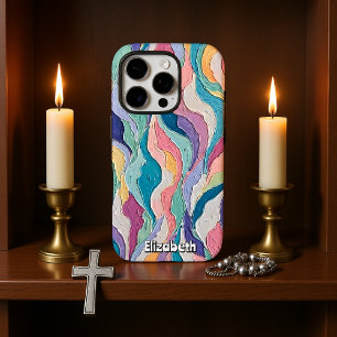 Kleurrijke Abstracte golven in zachte pastels iPhone 16 Pro Hoesje