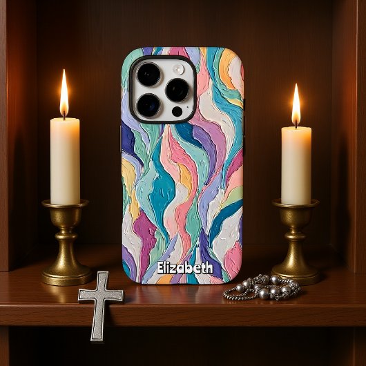 Kleurrijke Abstracte golven in zachte pastels Case-Mate iPhone Case