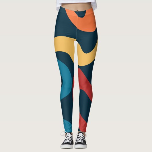 Kleurrijke abstracte golven leggings (Voorkant)