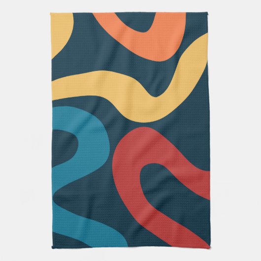 Kleurrijke abstracte golven theedoek (Verticaal)