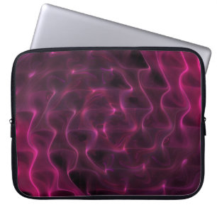 Kleurrijke Abstracte golven zwarte achtergrond Laptop Sleeve