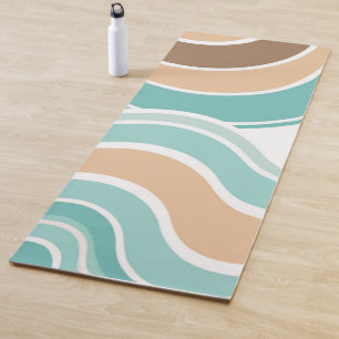 Kleurrijke abstracte golvende blauwe oranje bruine yogamat