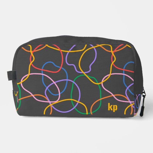 Kleurrijke Abstracte golvende lijnen Patroon Monog Toilettasje (Voorkant)