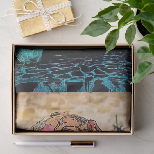 Kleurrijke Abstracte Gotische Parijse Gargoyle Dec Tissuepapier (Geschenk)