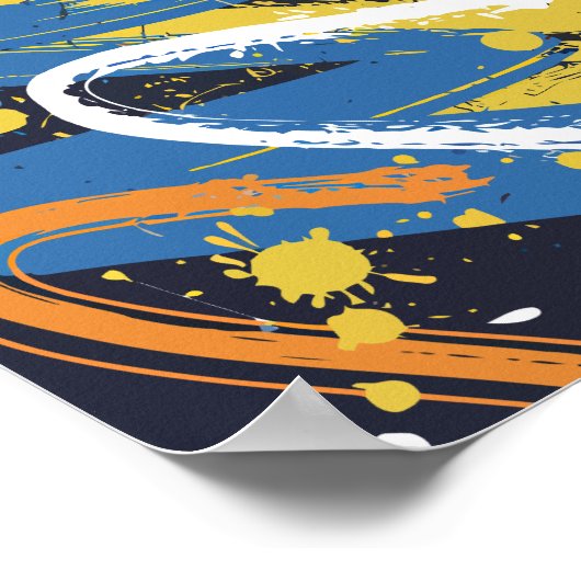 Kleurrijke Abstracte Graffiti Brush Strokes Poster (Hoek)