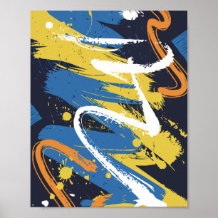 Kleurrijke Abstracte Graffiti Brush Strokes Poster
