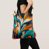 Kleurrijke abstracte groene gemengde textuur tote bag (Dichtbij)