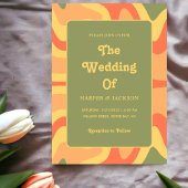 Kleurrijke Abstracte Groovy Retro 70s Hippie Weddi Kaart