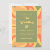 Kleurrijke Abstracte Groovy Retro 70s Hippie Weddi Kaart (Voorkant)