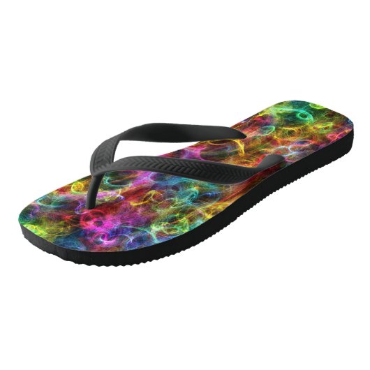 Kleurrijke Abstracte Grunge Random Swirls Teenslippers (Schuin)