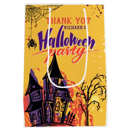 Kleurrijke Abstracte Halloween Party Medium Cadeauzakje (Achterkant)