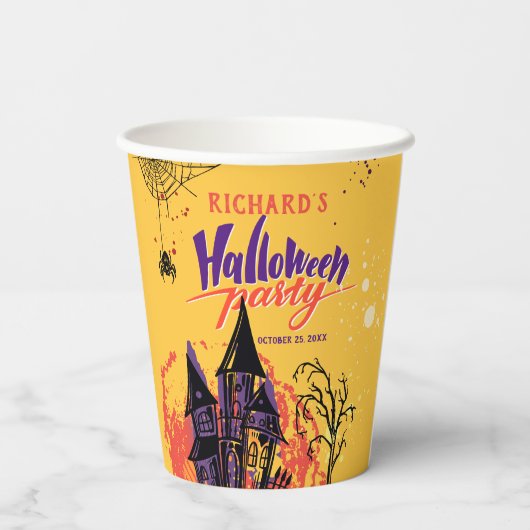 Kleurrijke Abstracte Halloween Party Papieren Bekers (Achterkant)