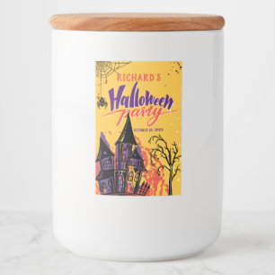 Kleurrijke Abstracte Halloween Party Voedselcontainer Etiket