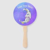 Kleurrijke Abstracte Halve Maan Met Gezicht Paars Handwaaier (Achterkant)