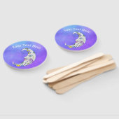 Kleurrijke Abstracte Halve Maan Met Gezicht Paars Handwaaier (Niet-gemonteerd)