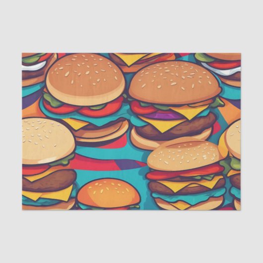 Kleurrijke Abstracte hamburger met levendige tinte Tissuepapier (Voorkant)