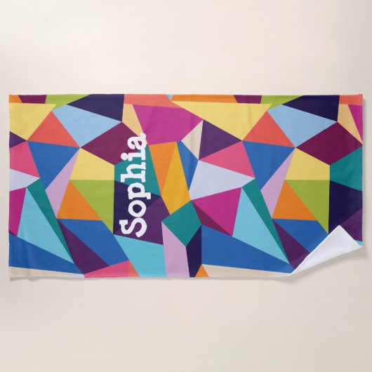 Kleurrijke Abstracte handdoek met aangepaste tekst (Voorkant)