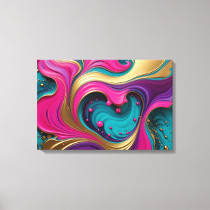 Kleurrijke Abstracte Hartswirl – Moderne Kleurrijk Canvas Afdruk