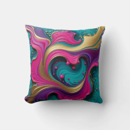 Kleurrijke Abstracte Hartswirl – Moderne Kleurrijk Kussen