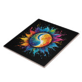 Kleurrijke Abstracte hemelmaan en zonneplons Tegeltje (Zijkant)