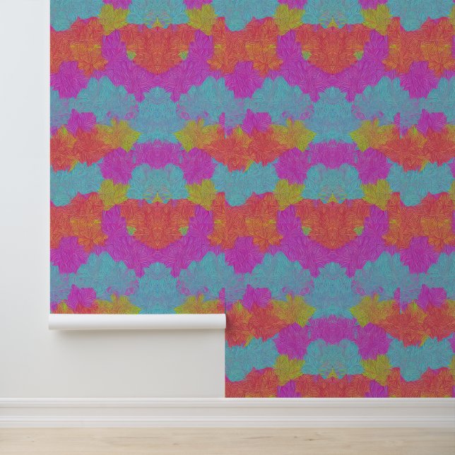 Kleurrijke Abstracte herfstbladeren Behang (Applicatie)