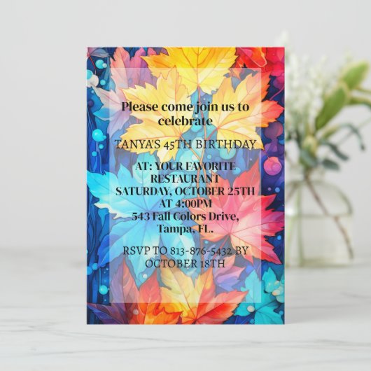 Kleurrijke Abstracte herfstvakantie Verjaardagsfee Kaart (Staand voorkant)
