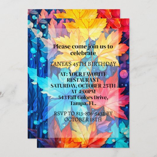 Kleurrijke Abstracte herfstvakantie Verjaardagsfee Kaart (Voorkant / Achterkant)